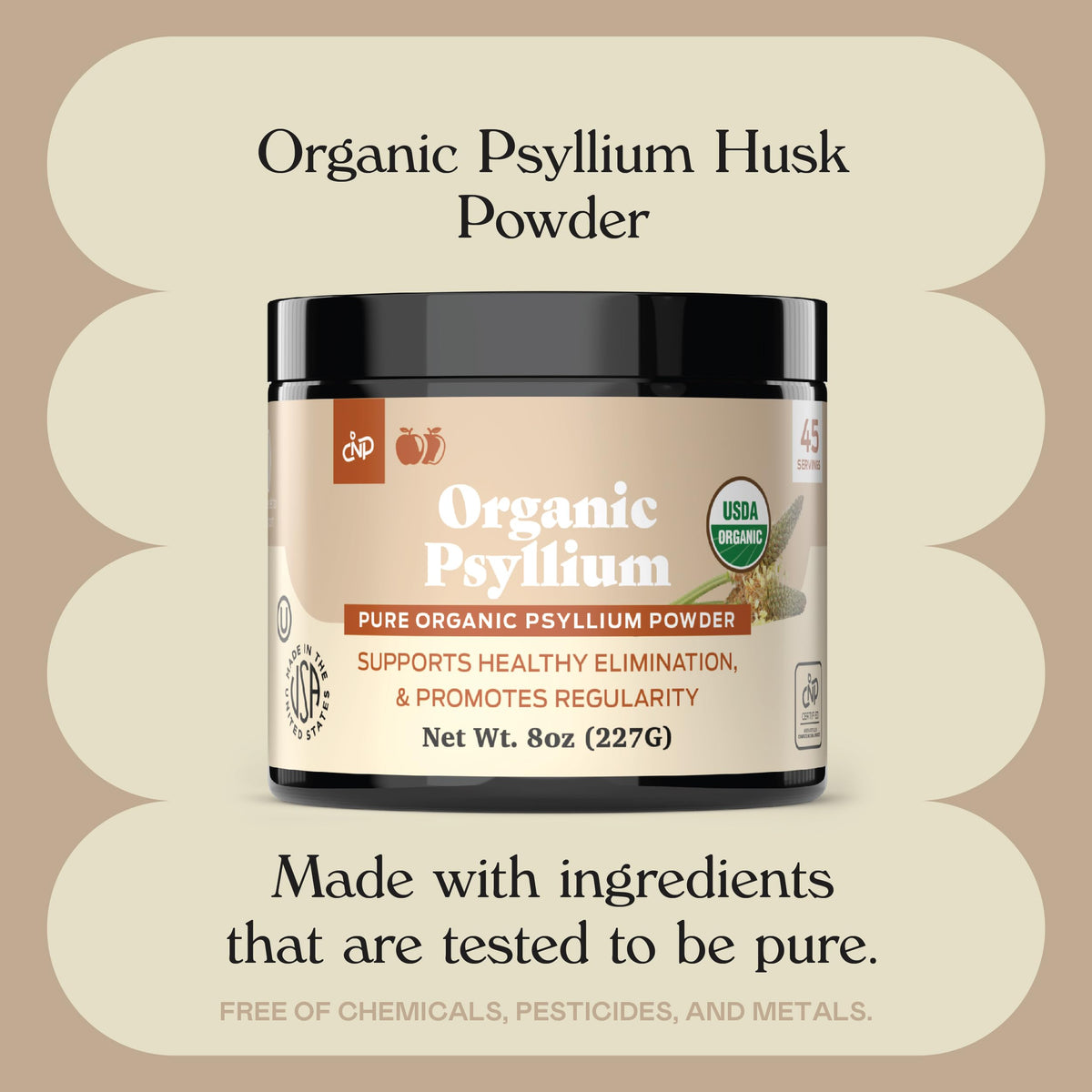 Organic Psyllium Husk Powder 10oz Unflavored Fiber Supplement A999