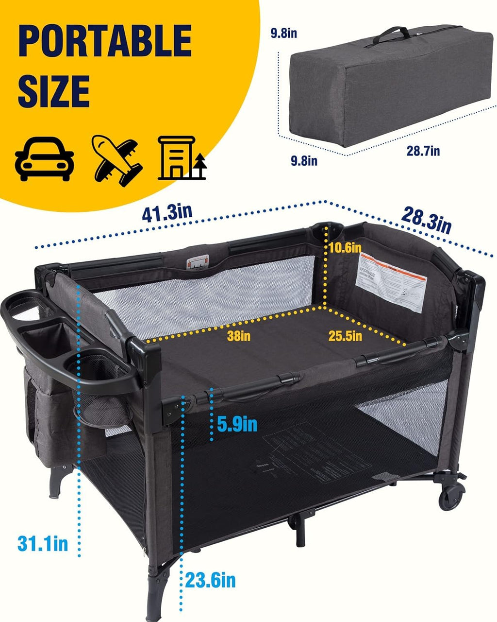 4-in-1 Baby Bassinet Bedside Sleeper Playard Changing Table K963