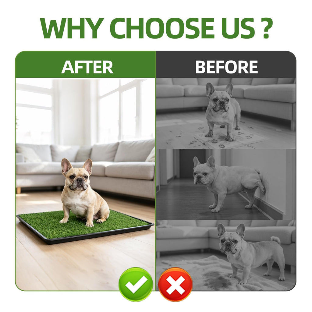 Dog Grass Pad with Tray, 34 x 23 Inch, 2 Artificial Grass Pads N682