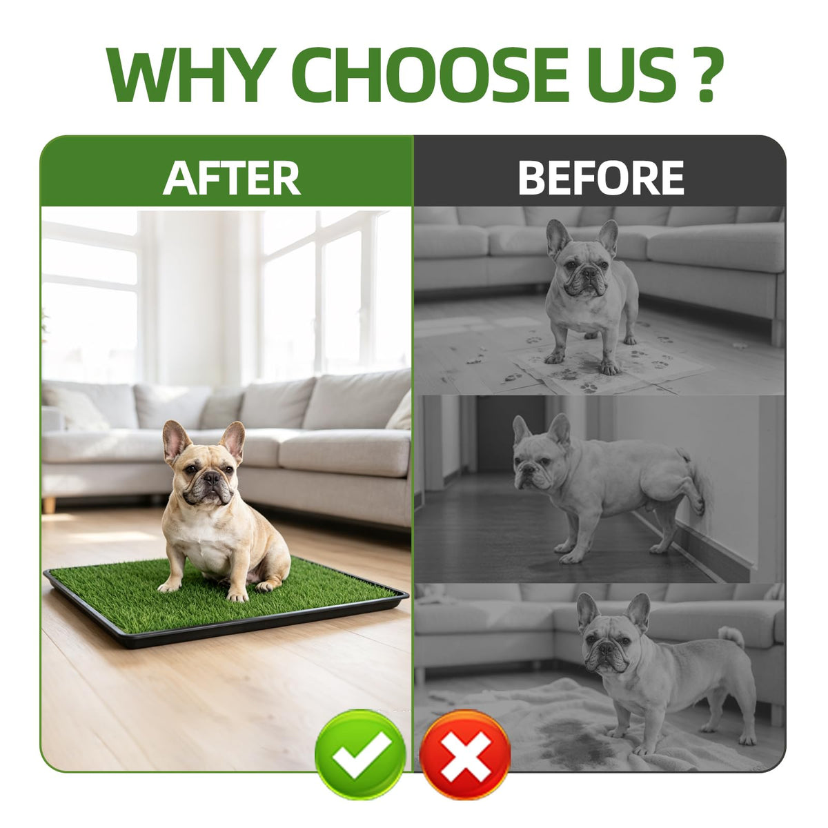 Dog Grass Pad with Tray, 34 x 23 Inch, 2 Artificial Grass Pads N682