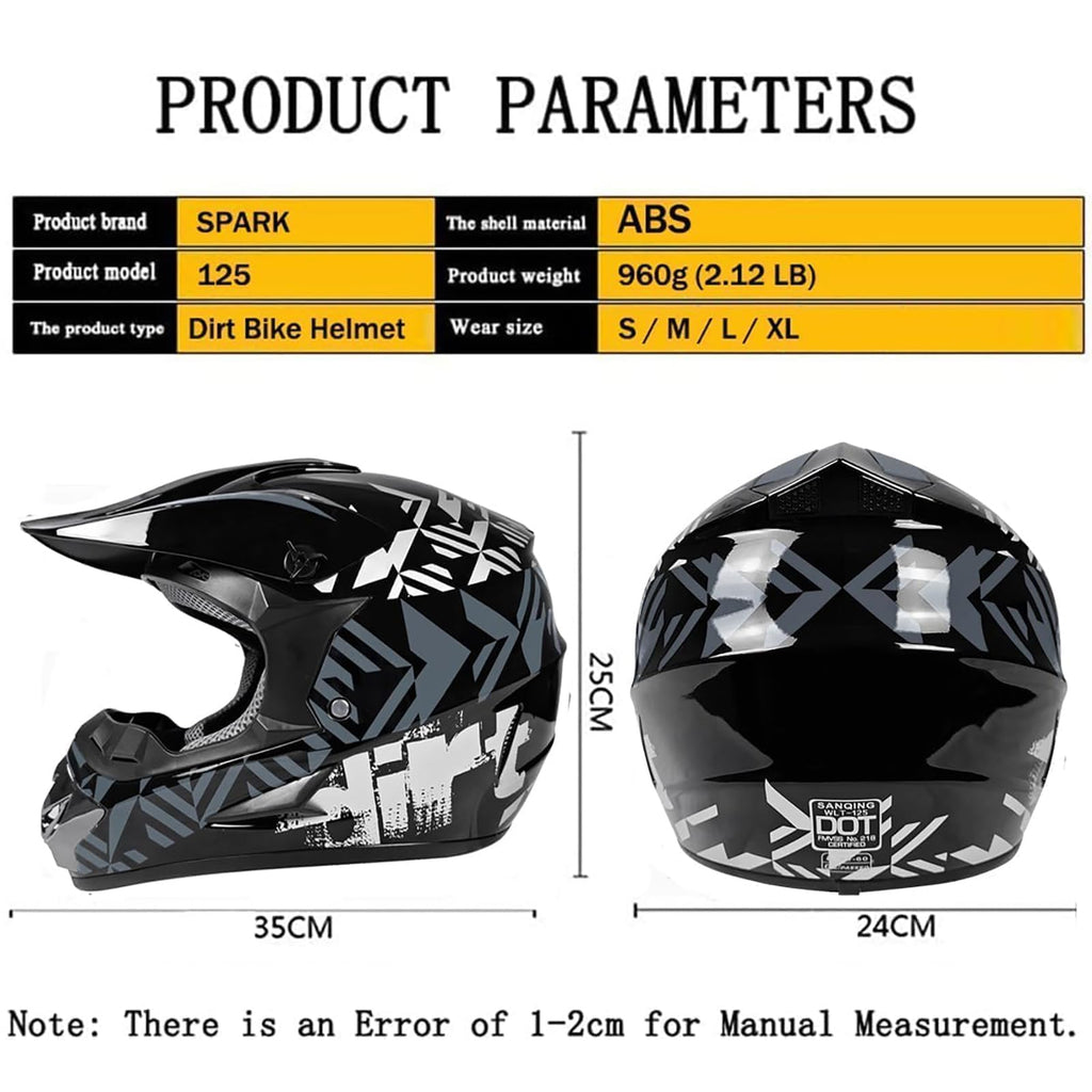Certified Youth Kids Dirt Bike Motocross ATV Helmets 4Pcs Set A21229