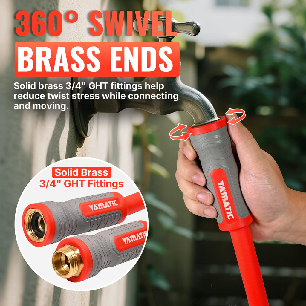 100FT 5/8" Garden Hose Brass Swivel Handle 600 PSI D189844
