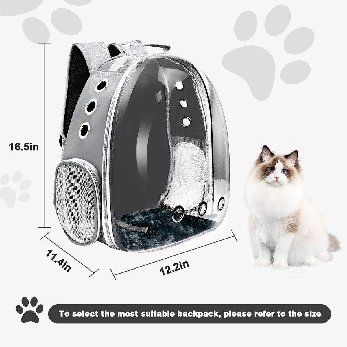 Grey Ventilated Cat Backpack Carrier K898703