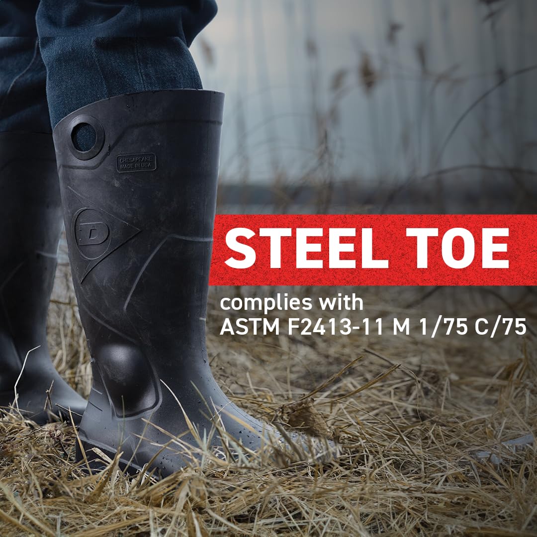 Black PVC Waterproof Steel Toe Rubber Boots X80224