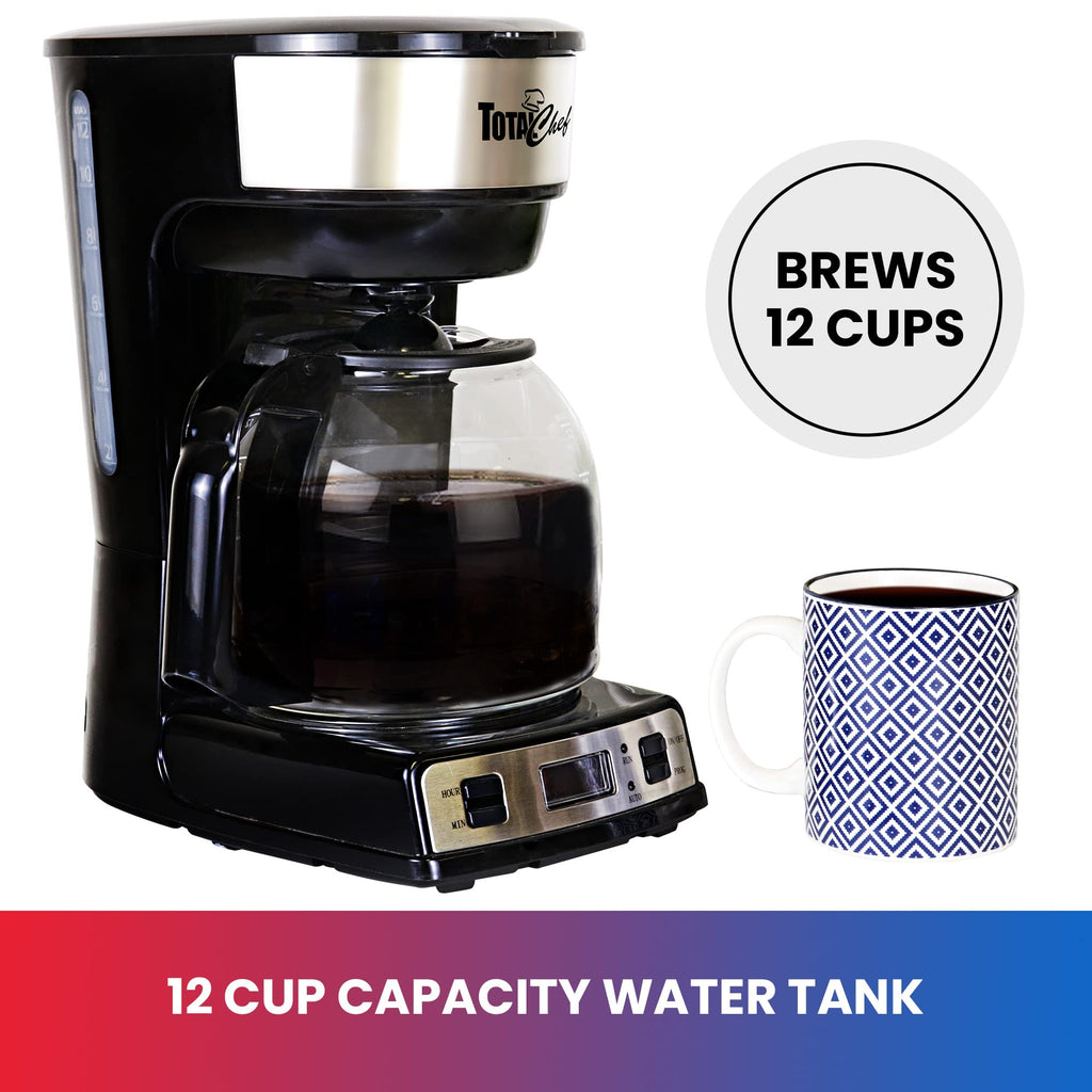 12-Cup Programmable Drip Coffee Maker with Glass Pot D705952