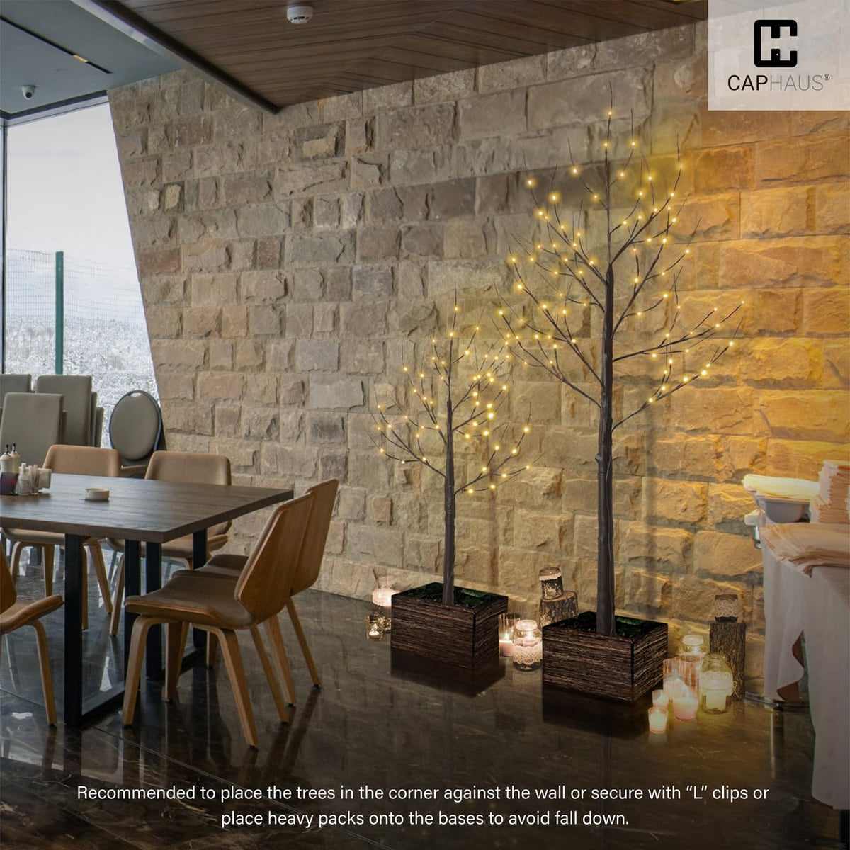 8 Ft Pre-Lit Twinkling Brown Birch Tree with 132 Warm White LED R8519