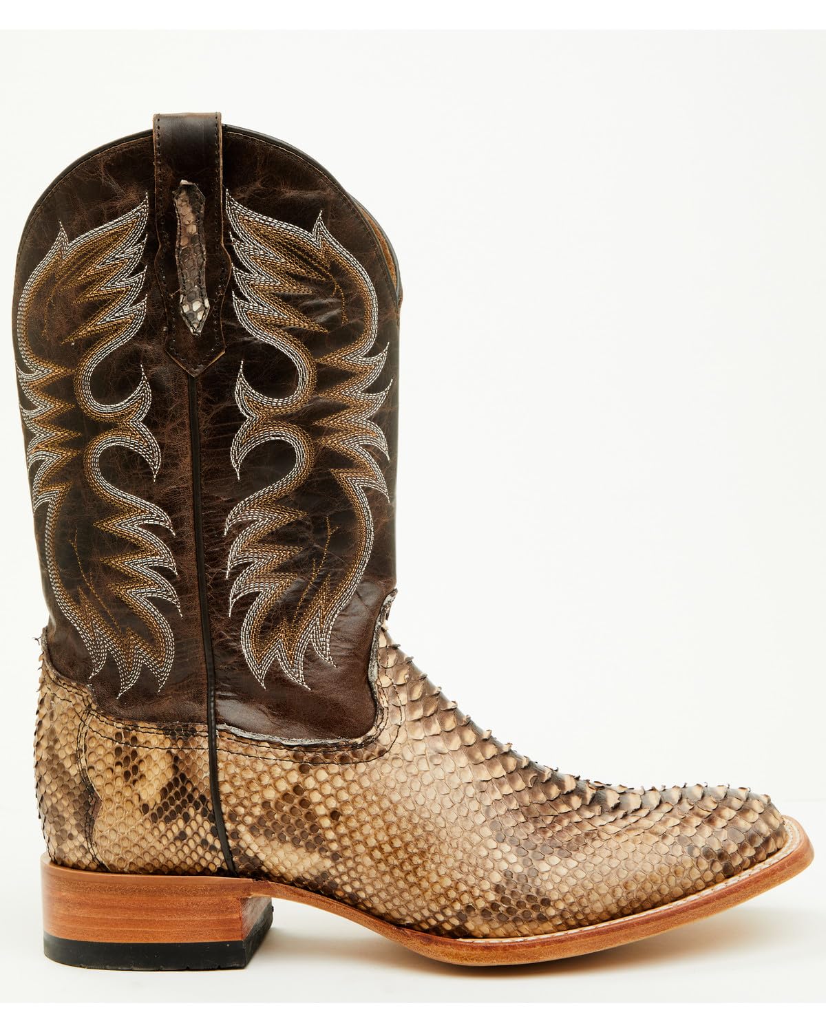 Men's Exotic Python Western Boot Broad Square Toe D28011