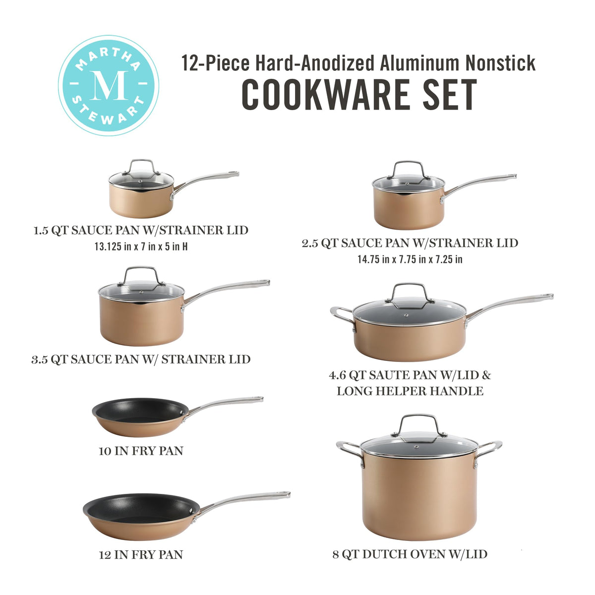 12 Piece Hard Anodized Nonstick Cookware Set Z6750