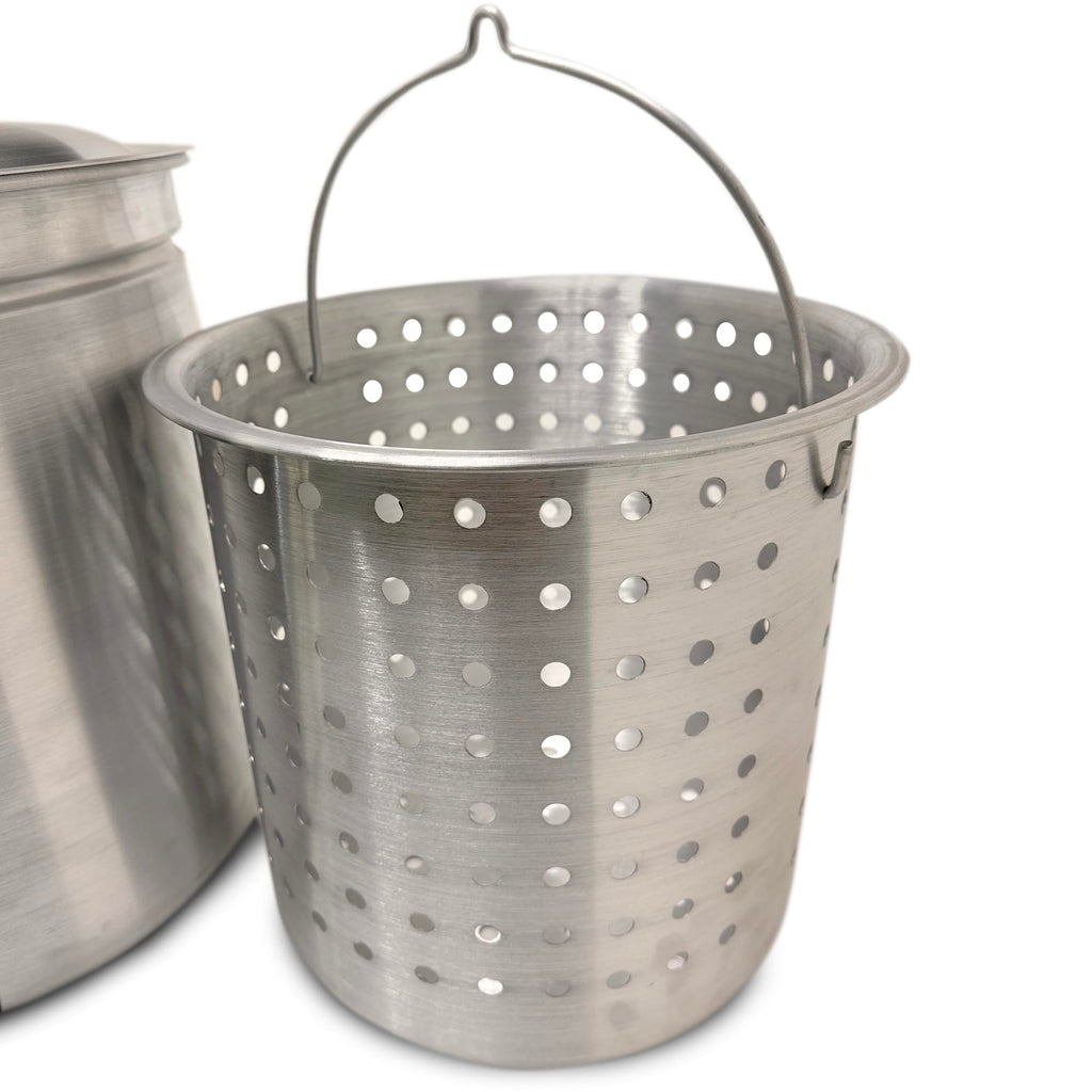 60 Qt Aluminum Stockpot with Basket D386