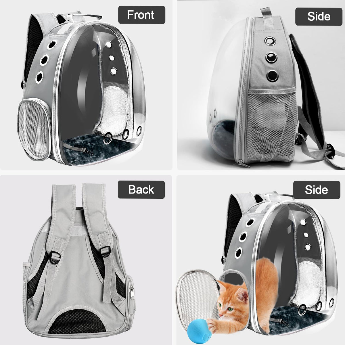Grey Ventilated Cat Backpack Carrier K898703