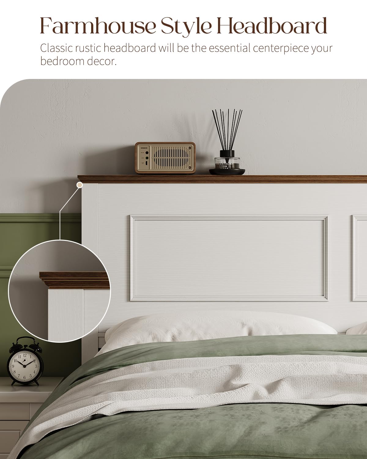 Full Size Platform Bed Frame with Headboard Y8619