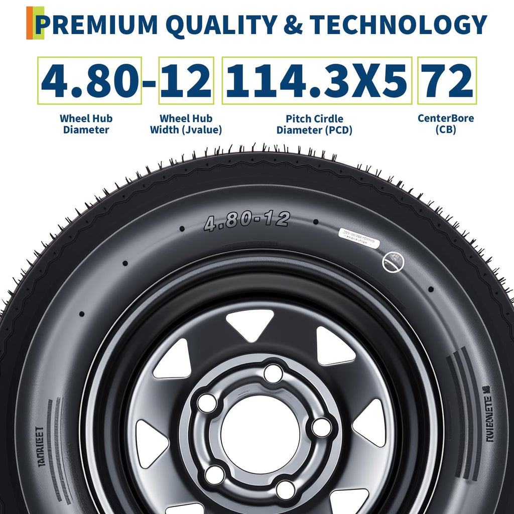 2-Pack 4.80-12 Trailer Tires with 12" Rims B82273