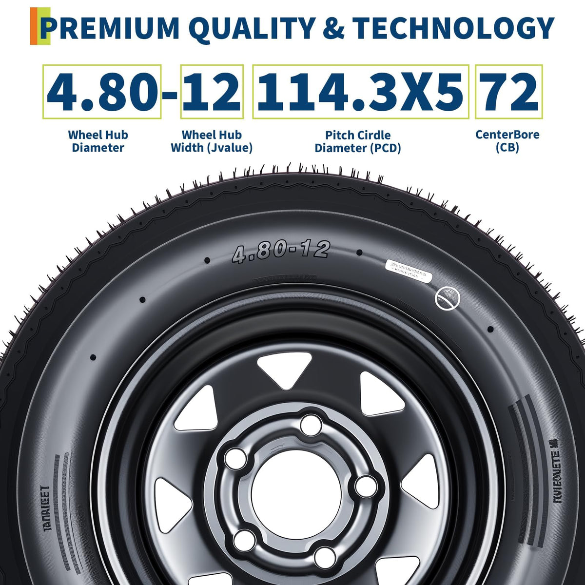 2-Pack 4.80-12 Trailer Tires with 12" Rims B82273