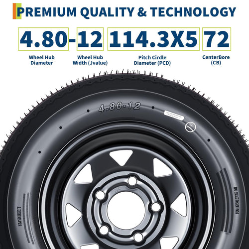 2-Pack 4.80-12 Trailer Tires with 12" Rims B82273