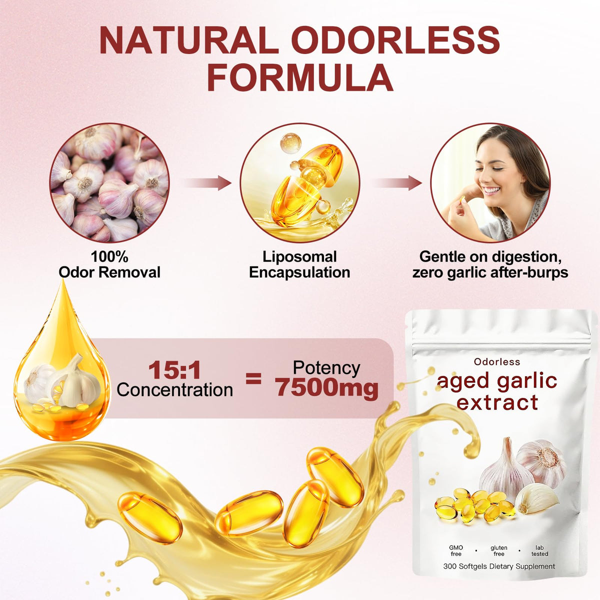 Odorless Garlic Supplement 300 Count Softgels S130466