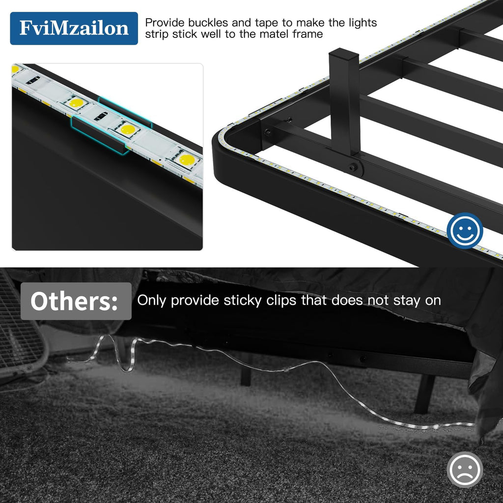 Full Size Floating Platform Bed Frame with LED Lights & Charging Station X997152
