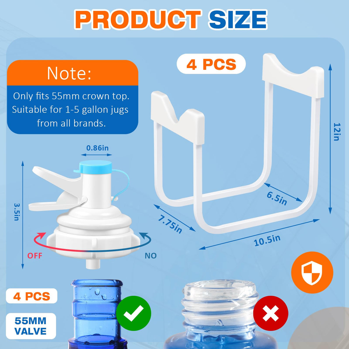 4 Sets Metal Water Jug Stand and Plastic Spigot Faucet Q2040