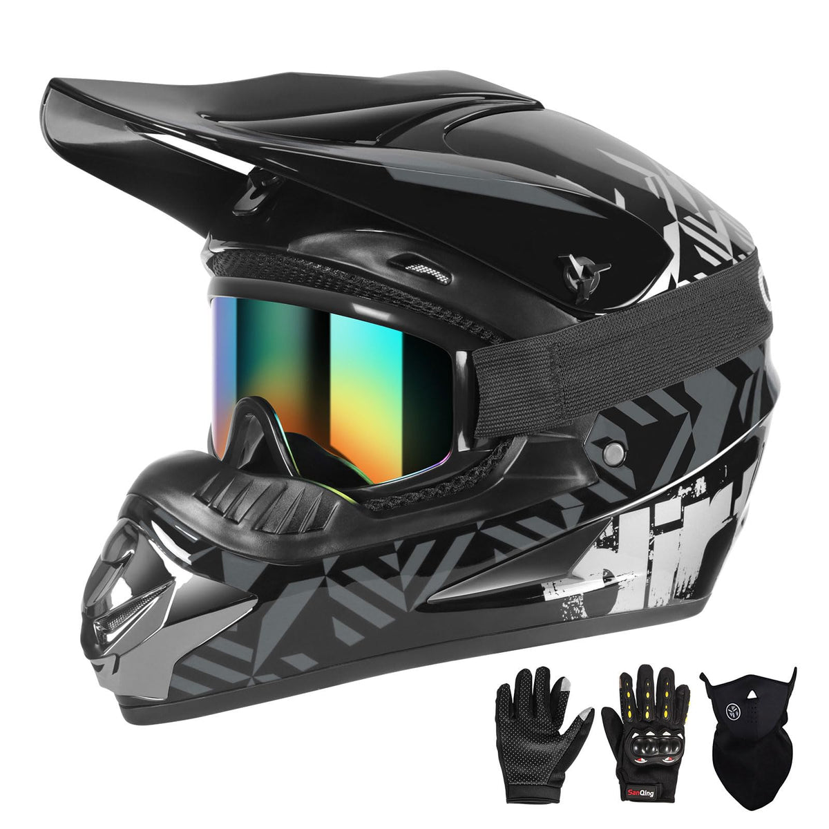 Certified Youth Kids Dirt Bike Motocross ATV Helmets 4Pcs Set A21229