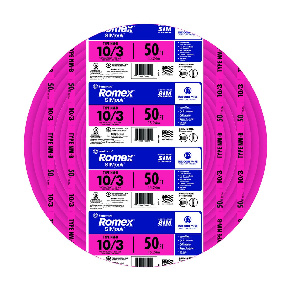 25' 10/3 with ground Indoor Electrical Wire B63909