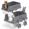 Stainless Steel Cat Litter Box with High Sides Lid X2297