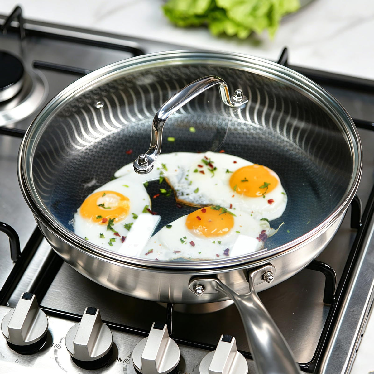 11 IN Glass Lid with Stainless Steel Handle G3347