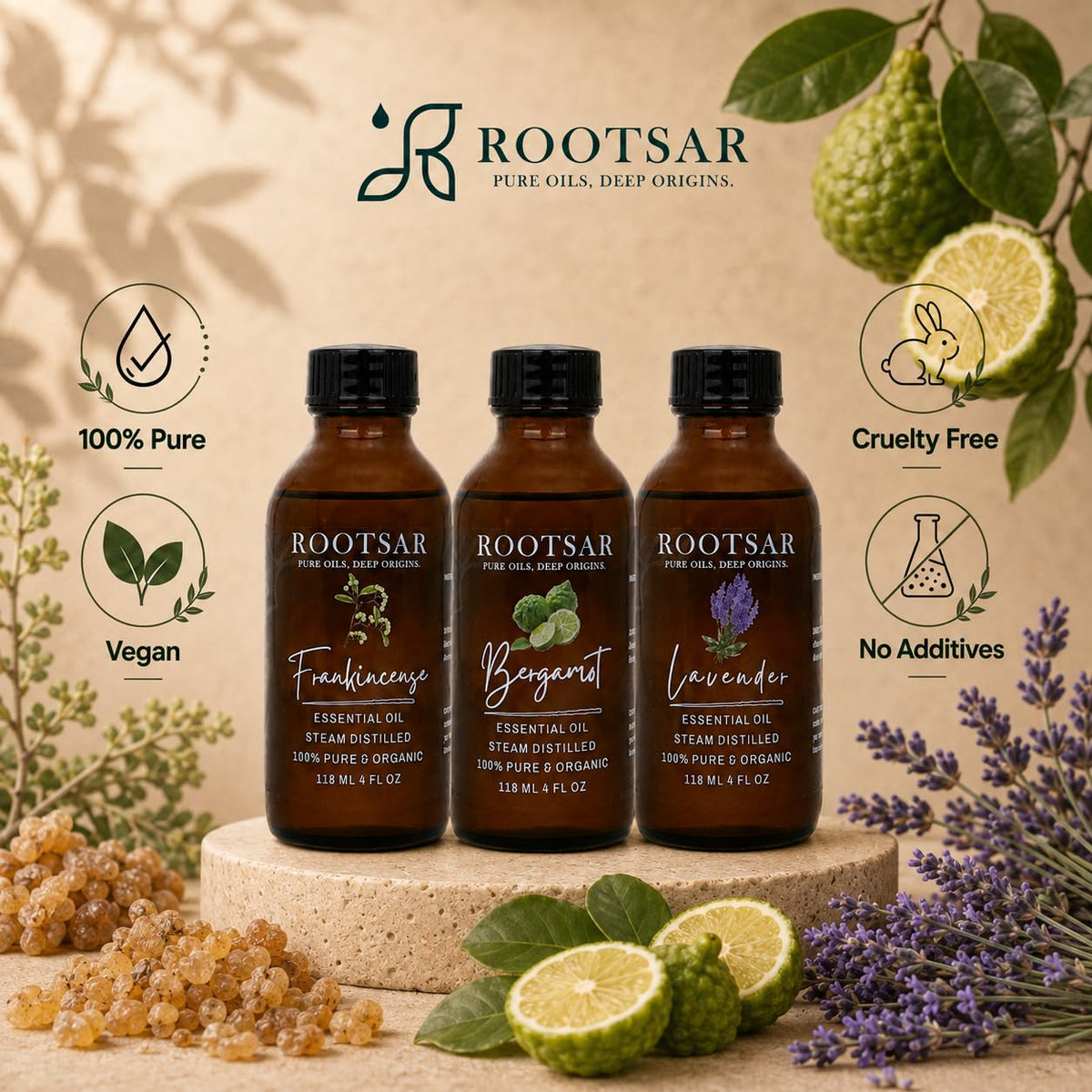 3 Pack Essential Oils 4 Fl Oz D74317