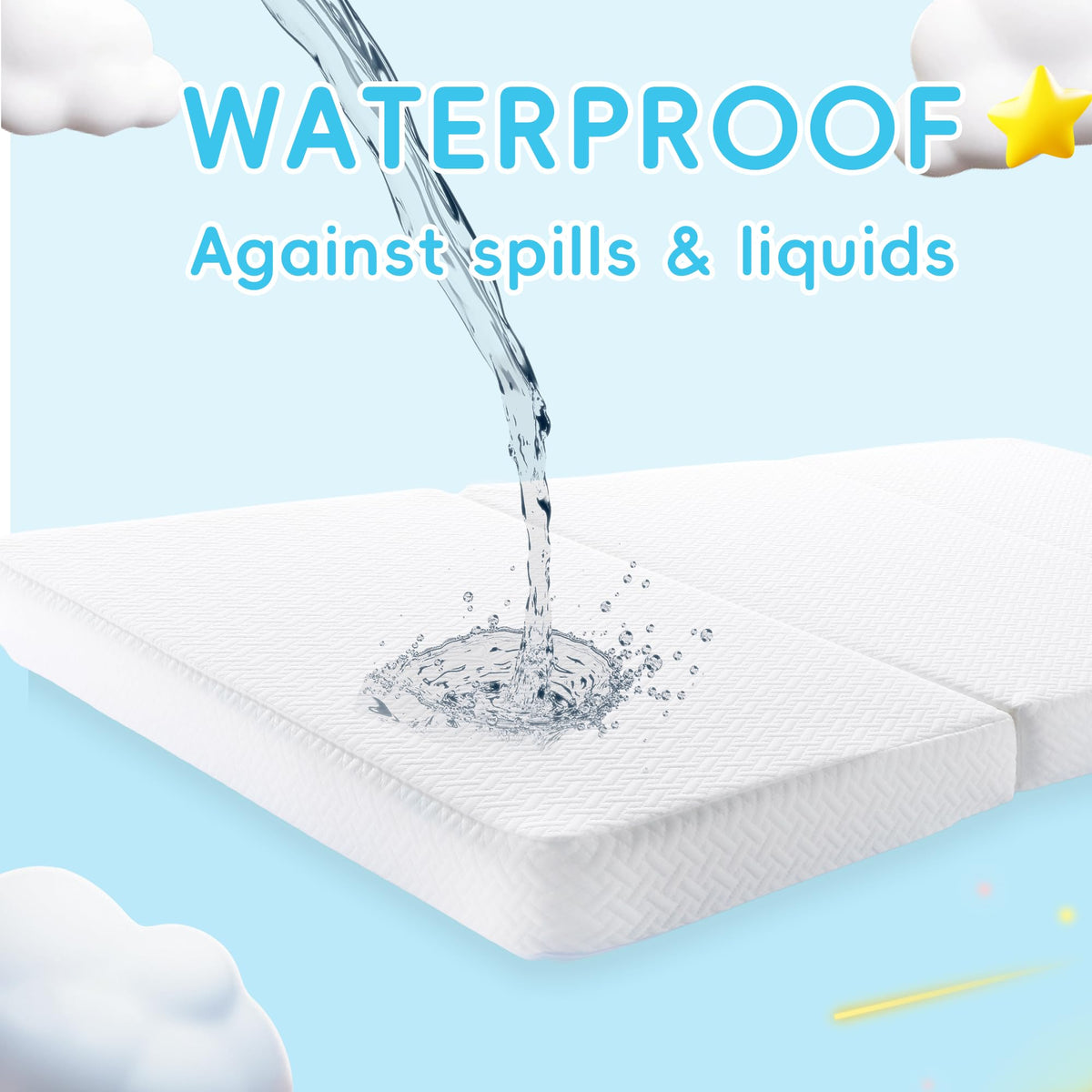 Tri-fold Portable Pack and Play Mattress with Waterproof Washable Cover H7049