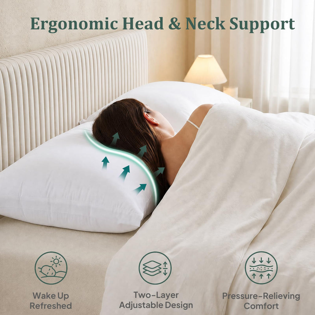 King Size Set of 2 Adjustable Memory Foam Bed Pillows L32943