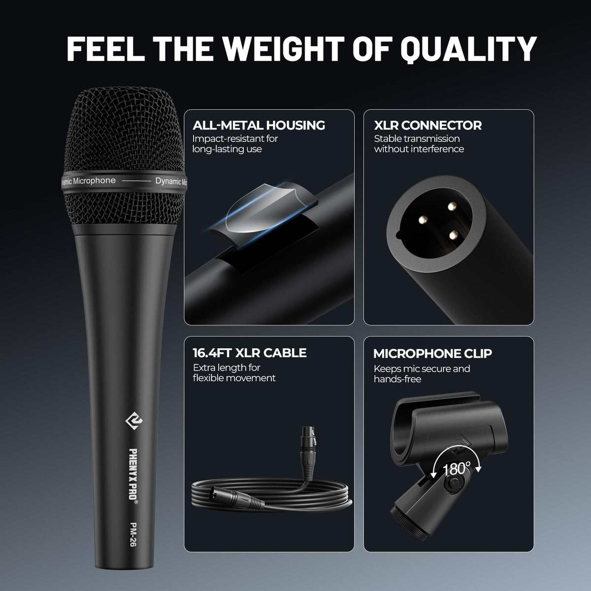 Supercardioid Dynamic Vocal Microphone with XLR Cable T97470