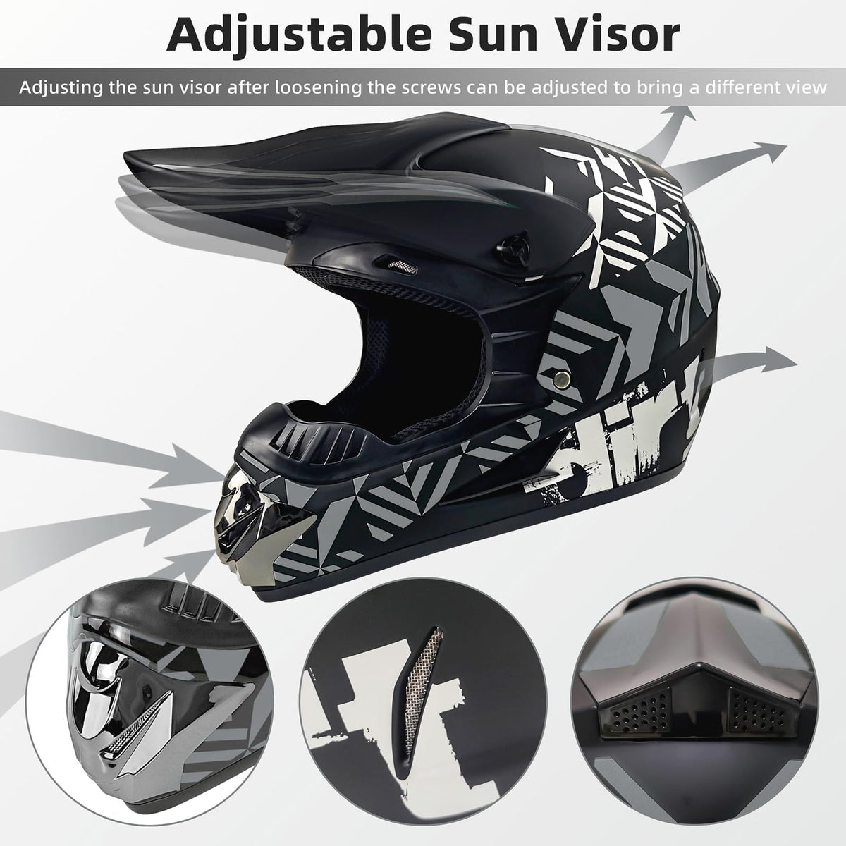 Certified Youth Kids Dirt Bike Motocross ATV Helmets 4Pcs Set A21229