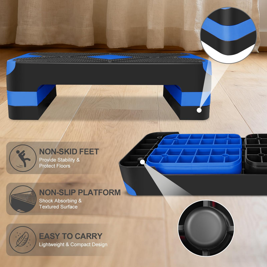 27" Adjustable Aerobic Step Platform with 4 Risers R7908