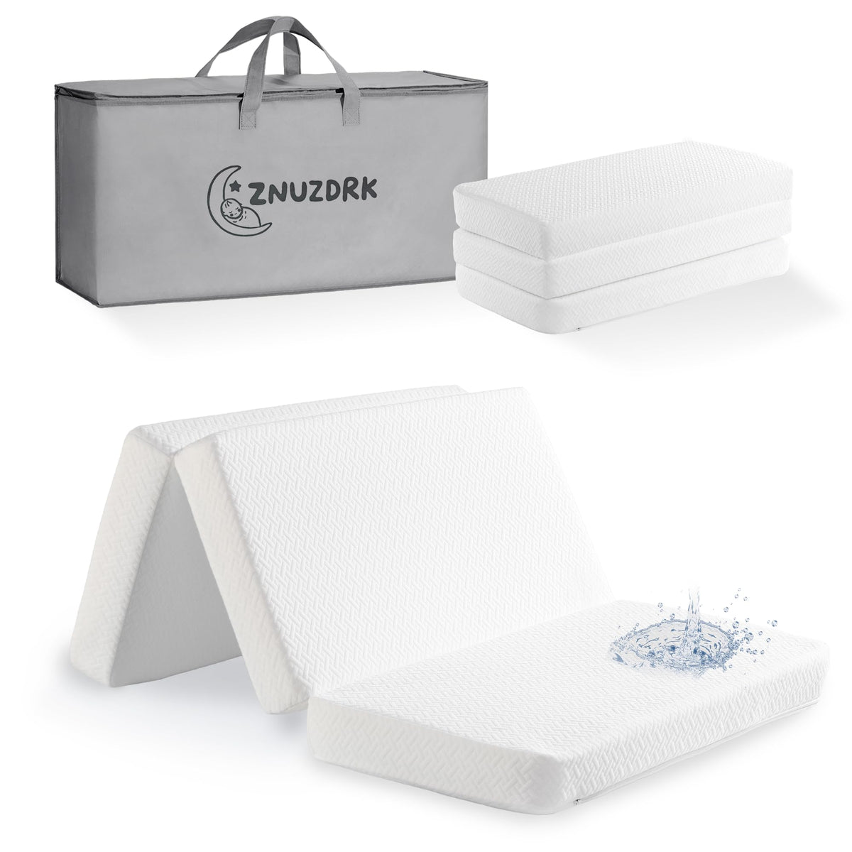 Tri-fold Portable Pack and Play Mattress with Waterproof Washable Cover H7049