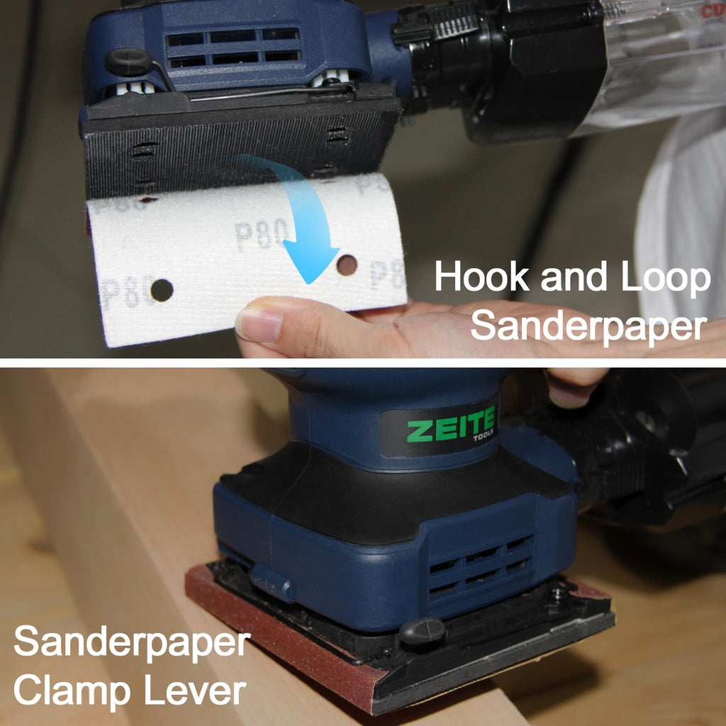 2.4 Amp 1/4 Sheet Electric Palm Sander with 12Pcs Sandpapers Q4882