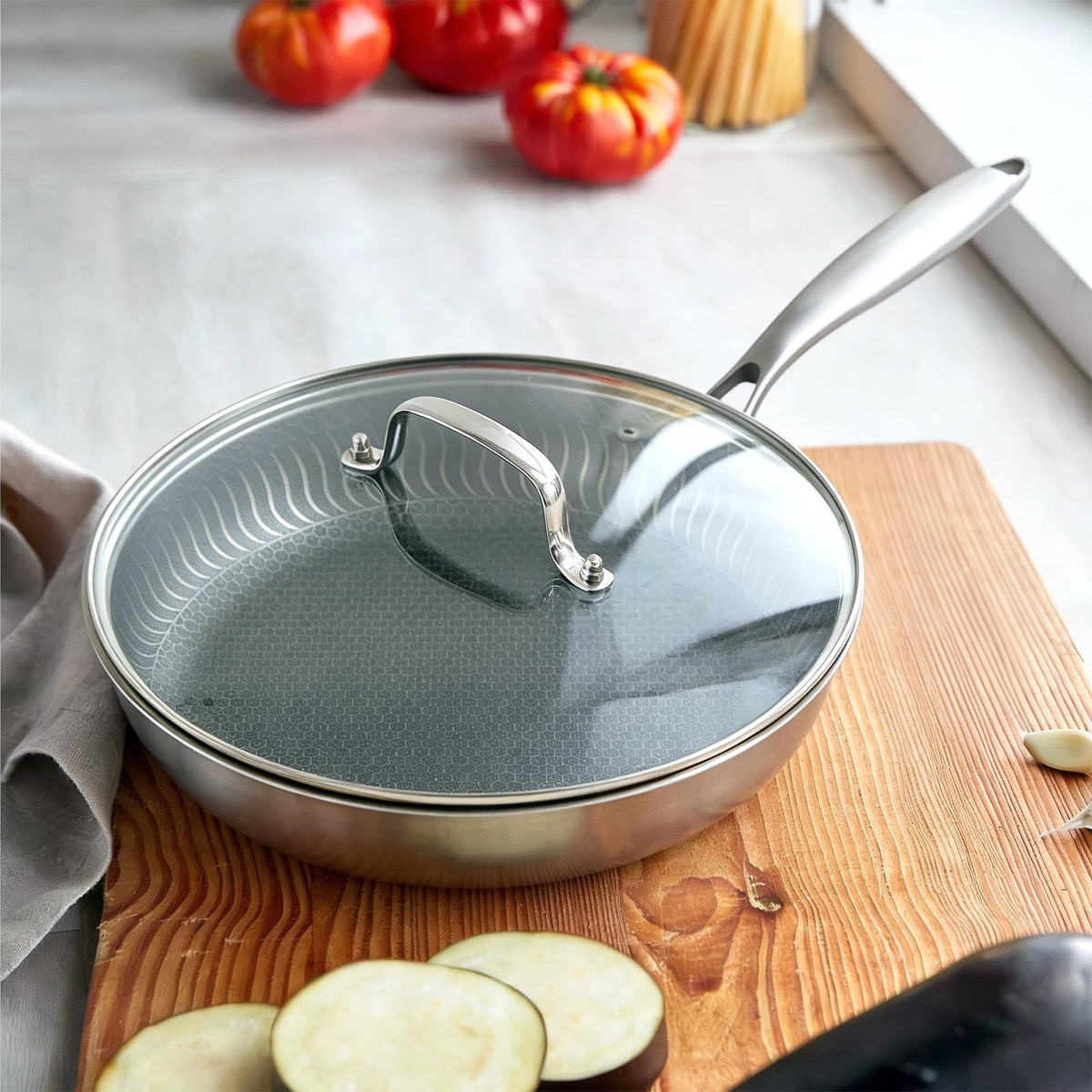 11 IN Glass Lid with Stainless Steel Handle G3347