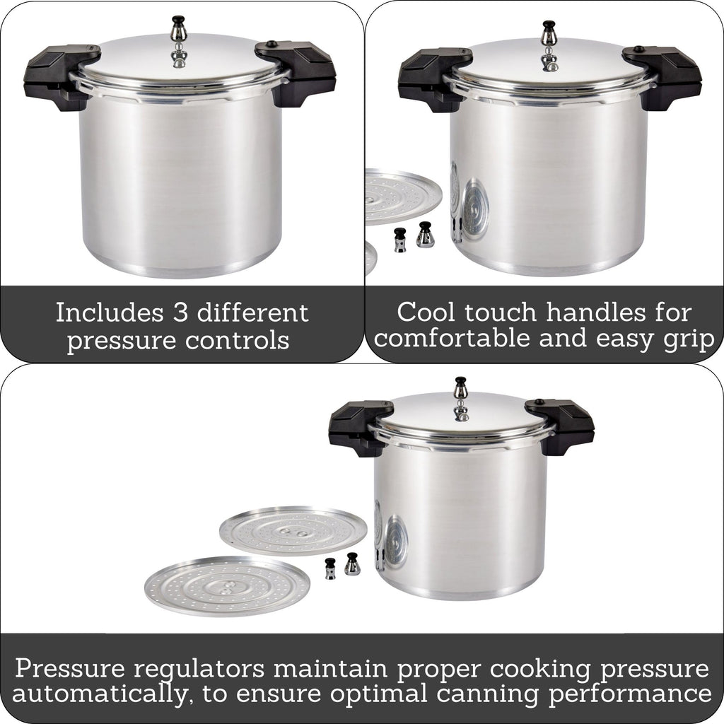 22 Qt Aluminum Pressure Canner with 3 Regulators G253498