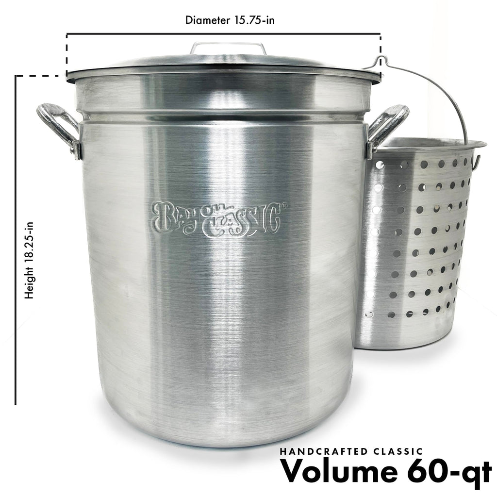 60 Qt Aluminum Stockpot with Basket D386