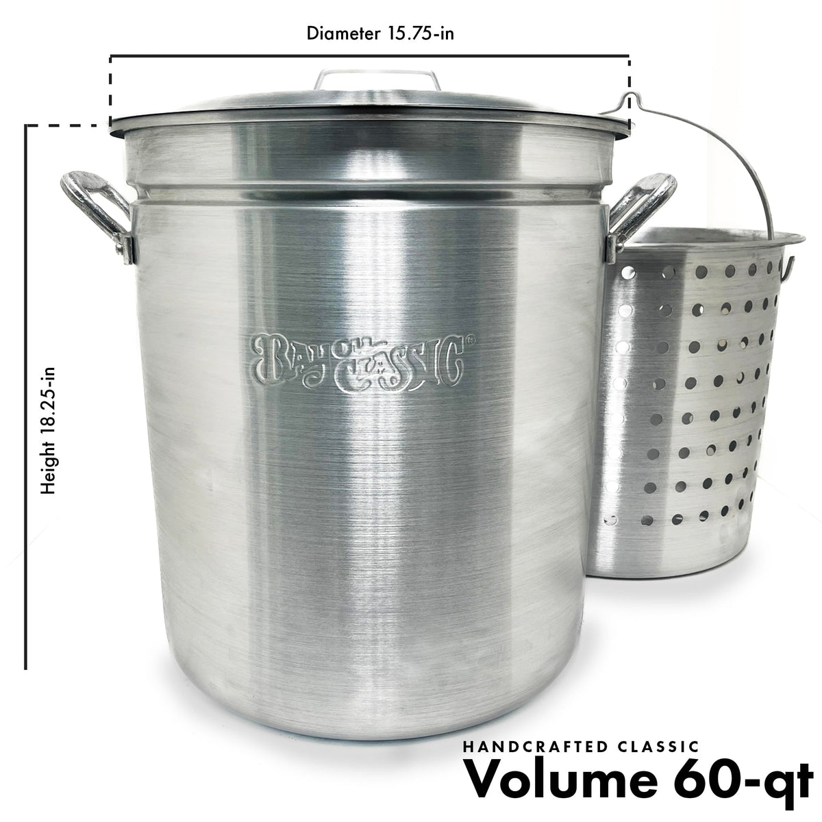 60 Qt Aluminum Stockpot with Basket D386