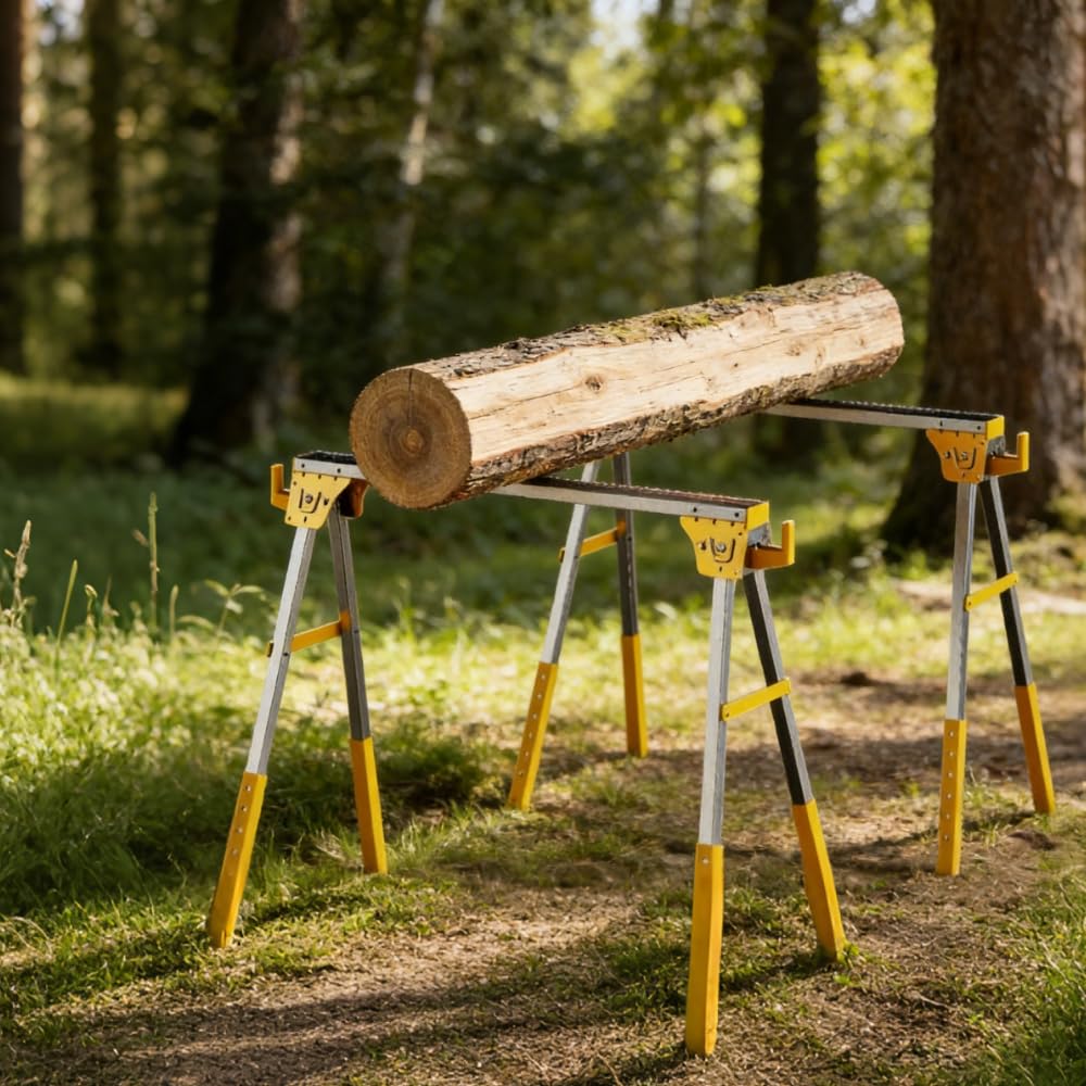Heavy Duty Folding Sawhorses 2-Pack with 6 Height Adjustments H82364