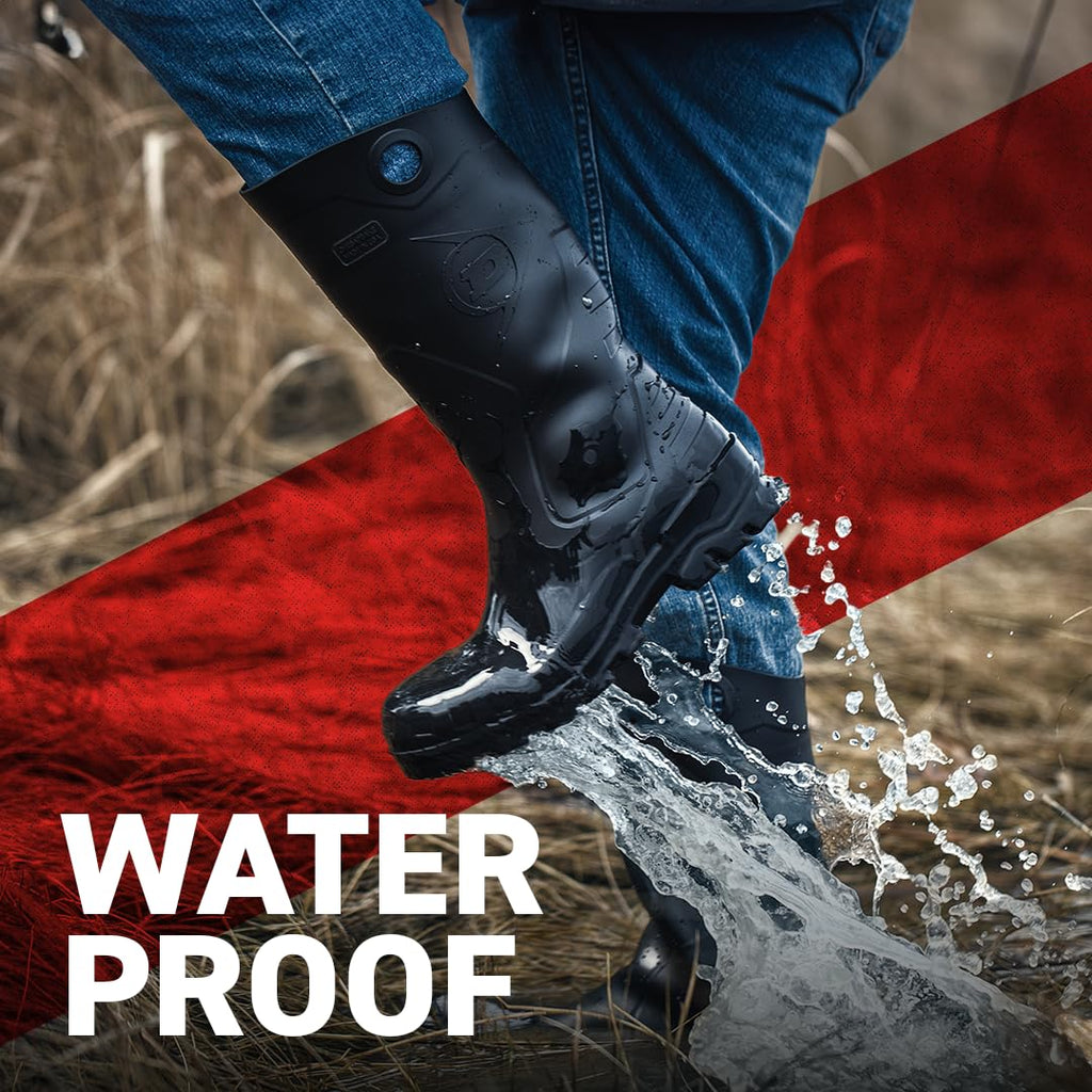 Black PVC Waterproof Steel Toe Rubber Boots X80224