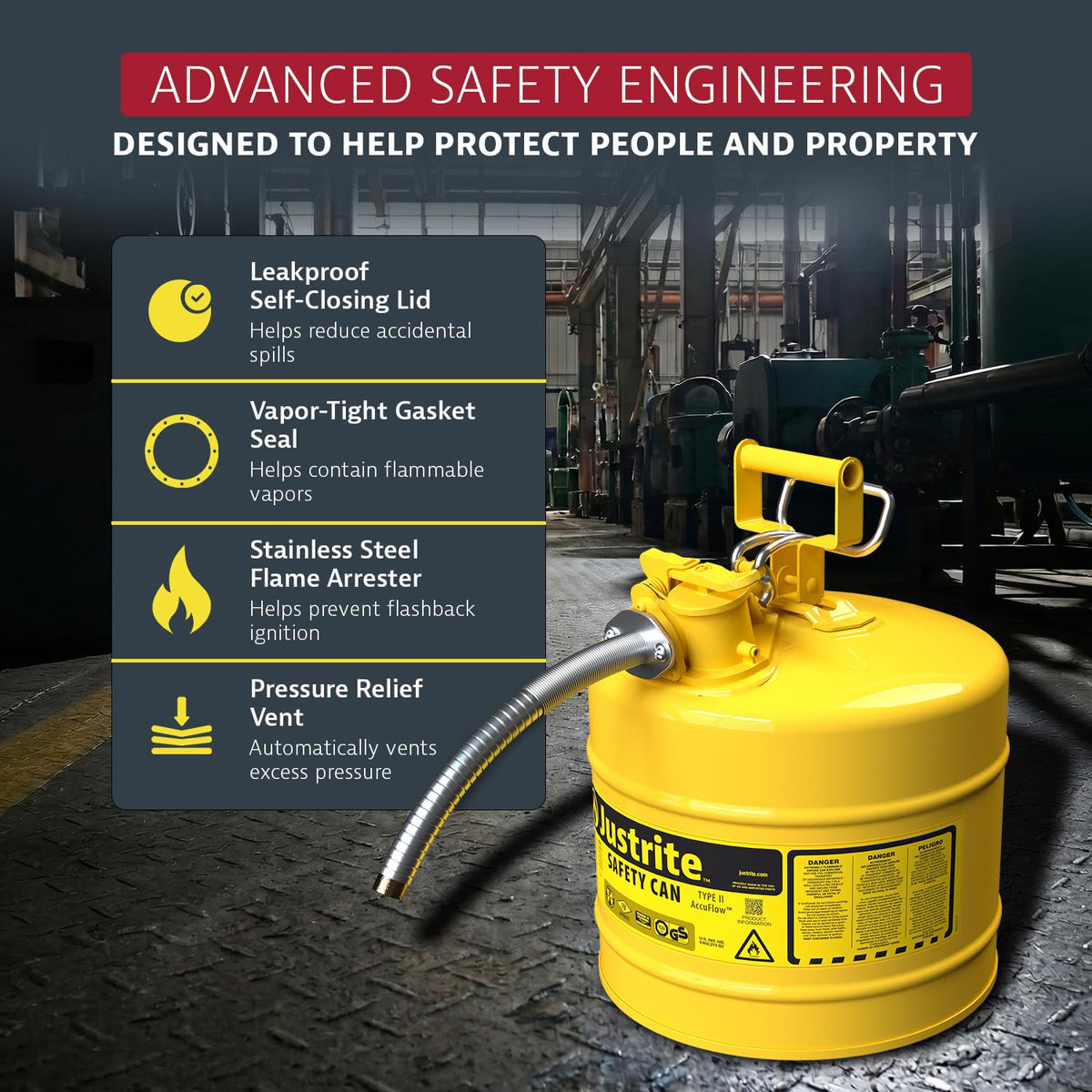 Yellow Galvanized Steel Diesel Fuel Can D92754