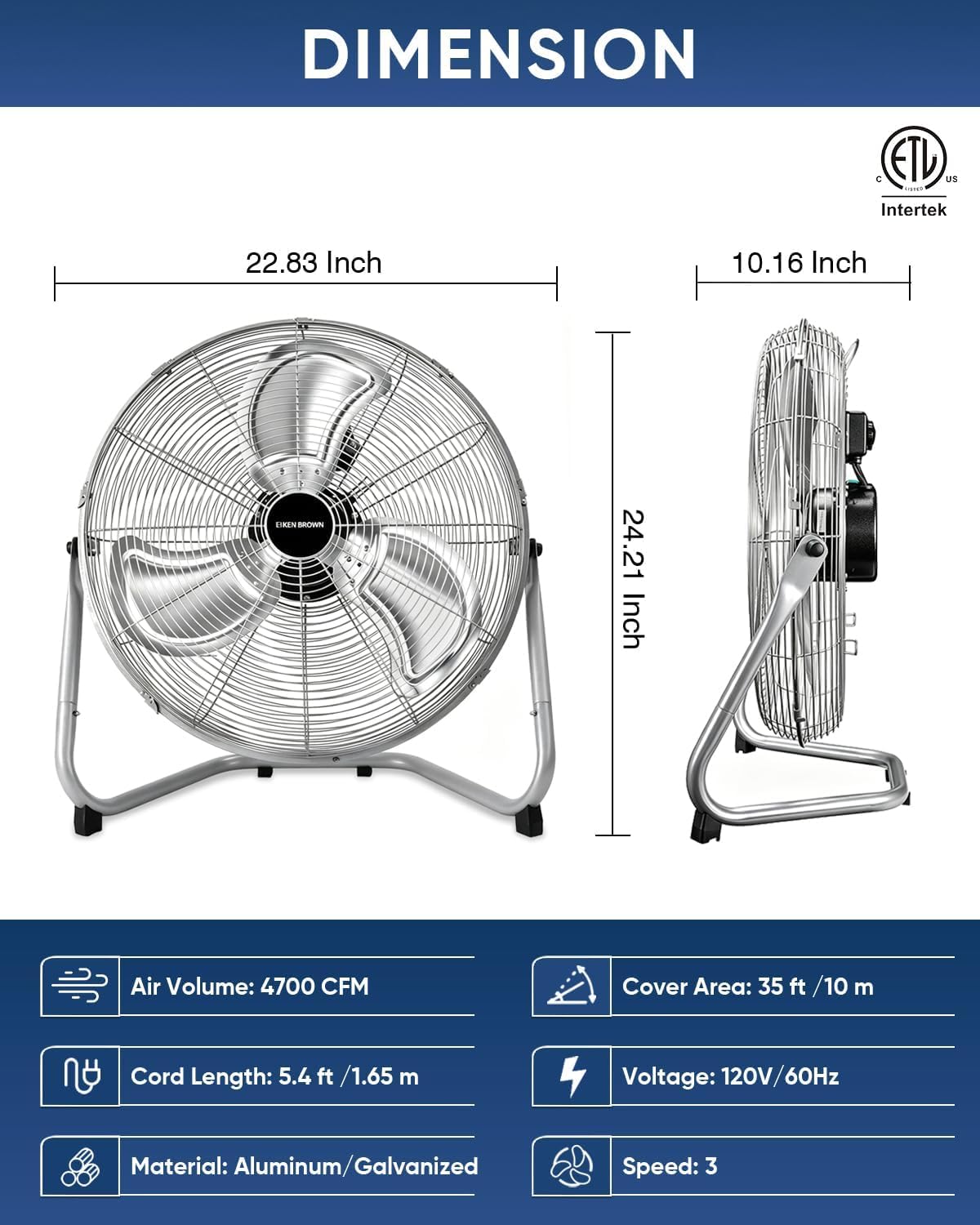 20 Inch 3 Speeds High Velocity Box Fan J362637