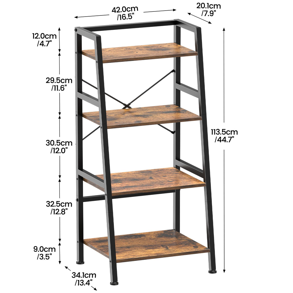 4-Tier Industrial Bookshelf with Steel Frame L80856