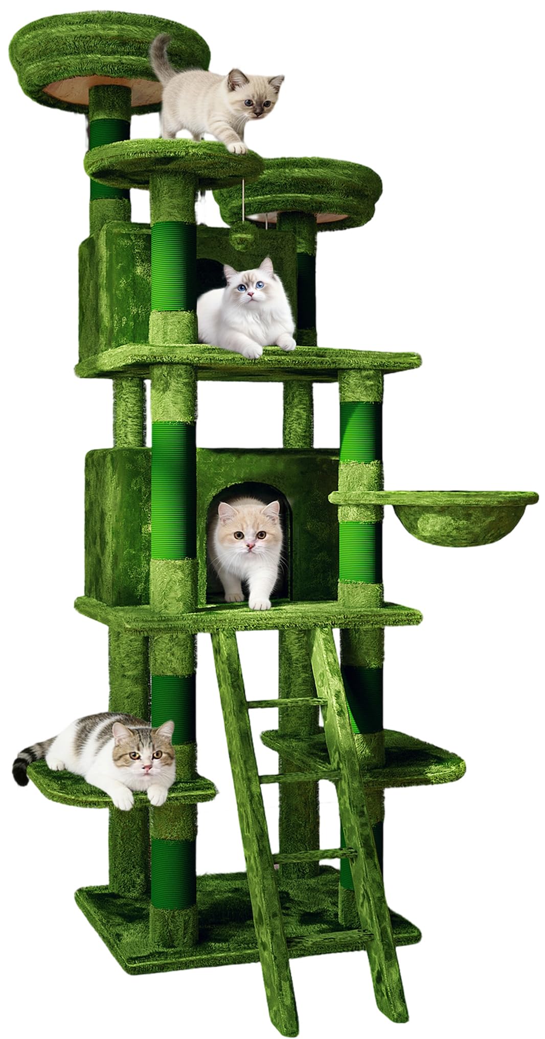 70.87'' Cat Tree Tower with Scratching Post and Hanging Hammock F622
