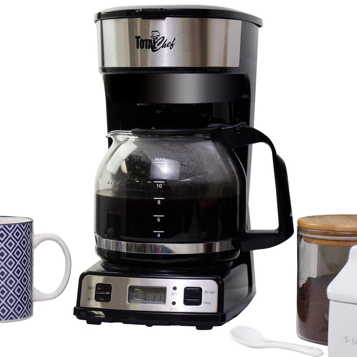 12-Cup Programmable Drip Coffee Maker with Glass Pot D705952