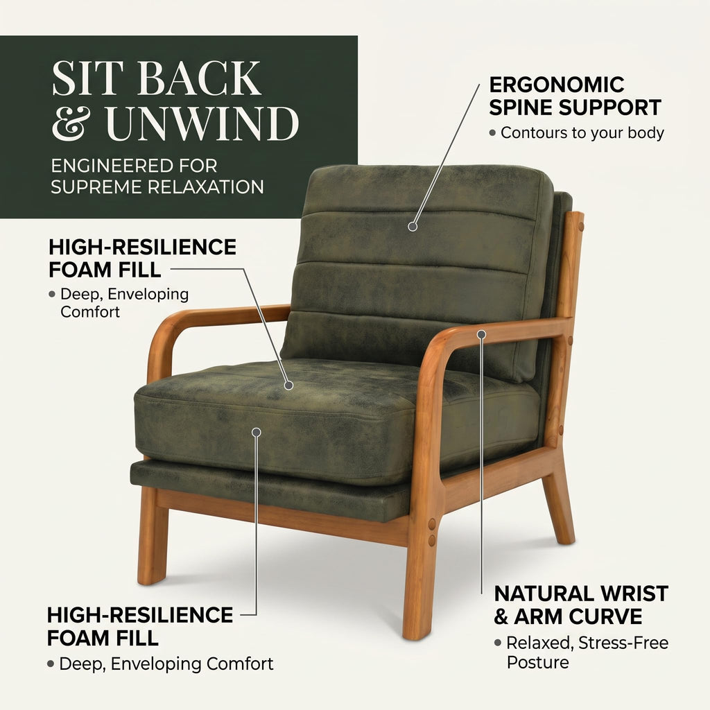 Mid Century Modern Faux Leather Accent Chair Set of 2 W958
