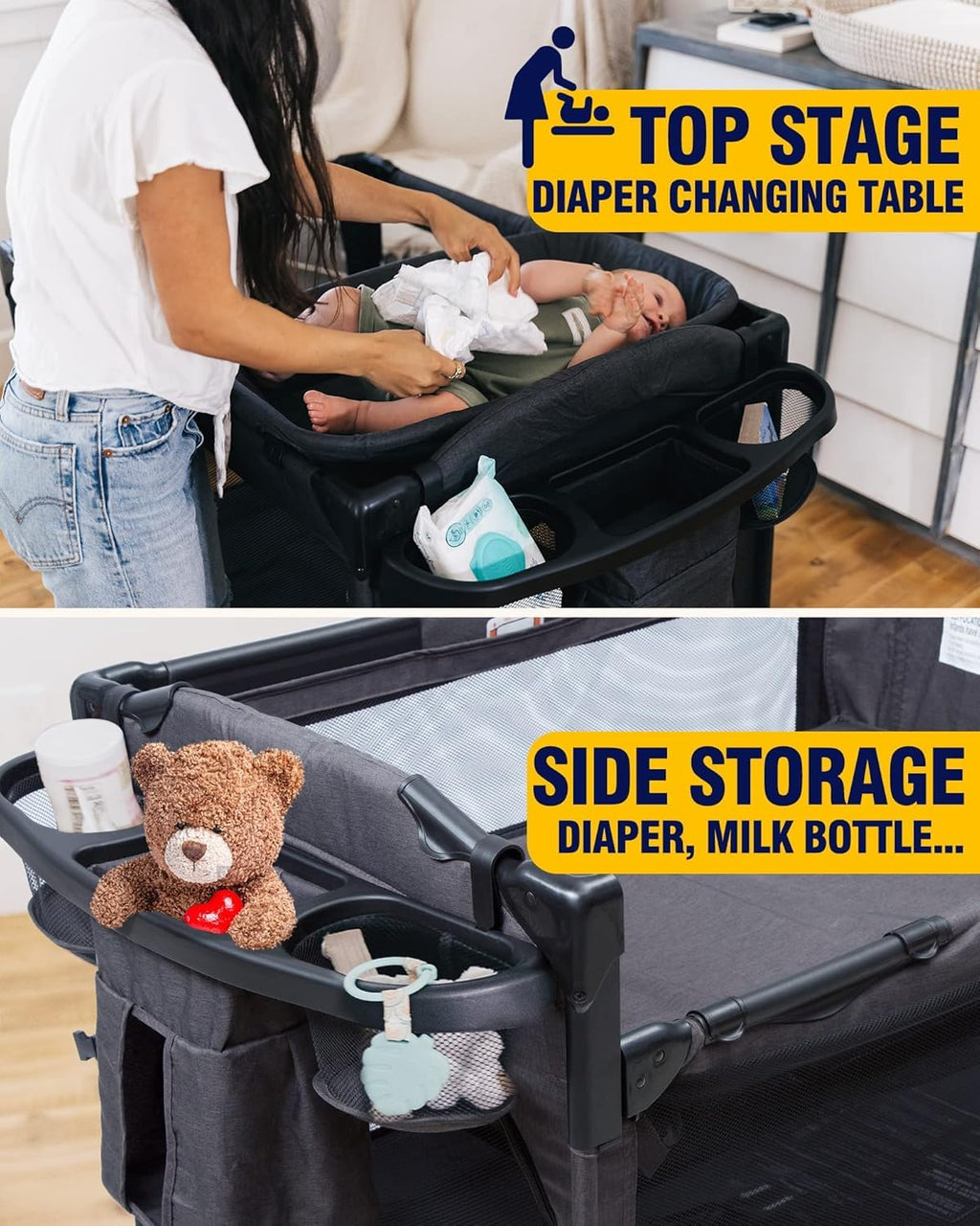 4-in-1 Baby Bassinet Bedside Sleeper Playard Changing Table K963