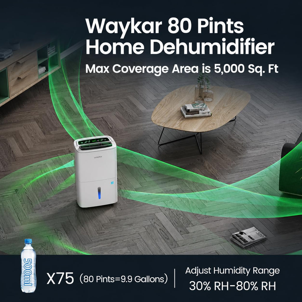 80 Pints Energy Star Dehumidifier with Drain Hose I23931