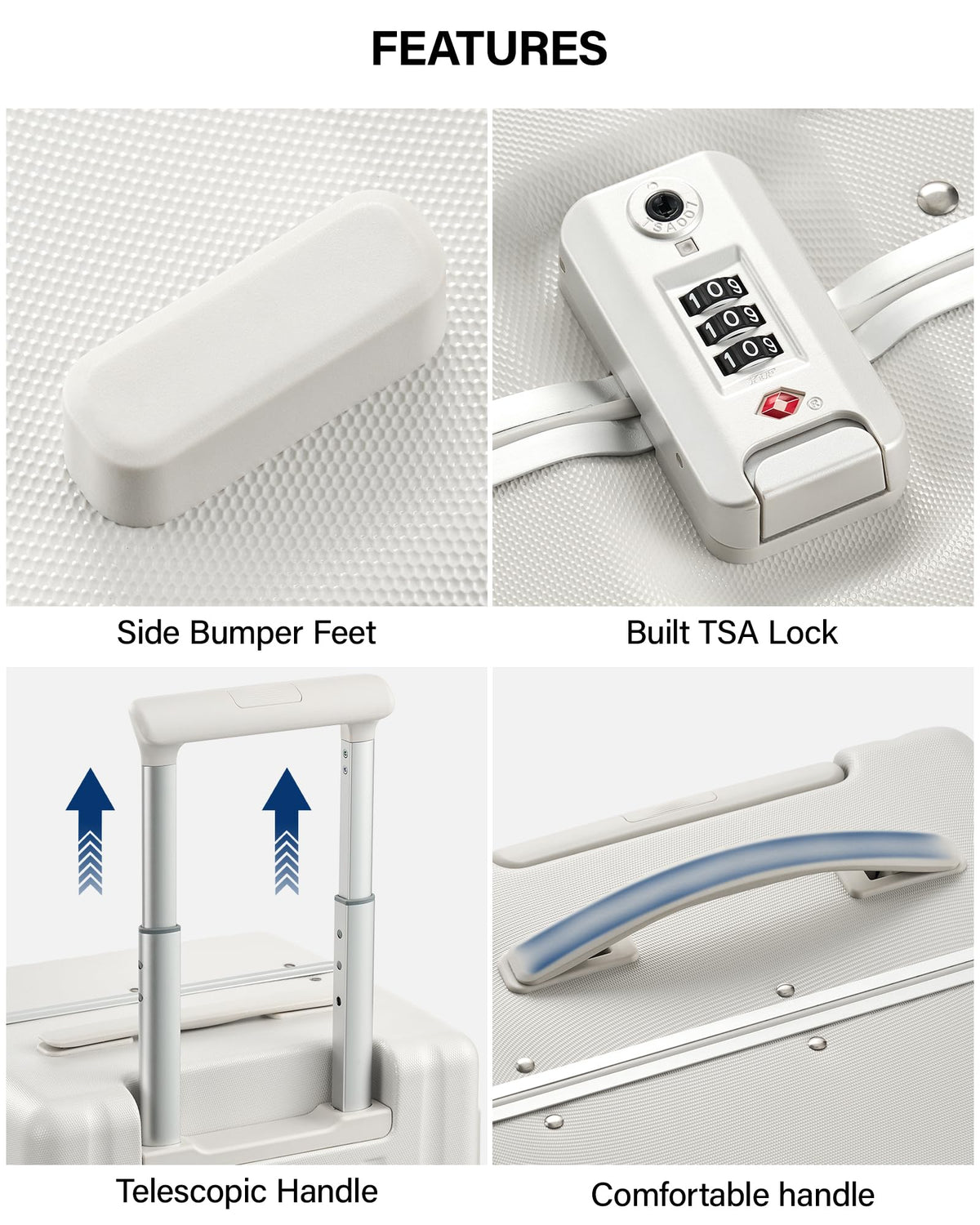 20 Inch Zipperless Aluminum Frame Hard Shell PC Carry-On Luggage with TSA Lock W2505