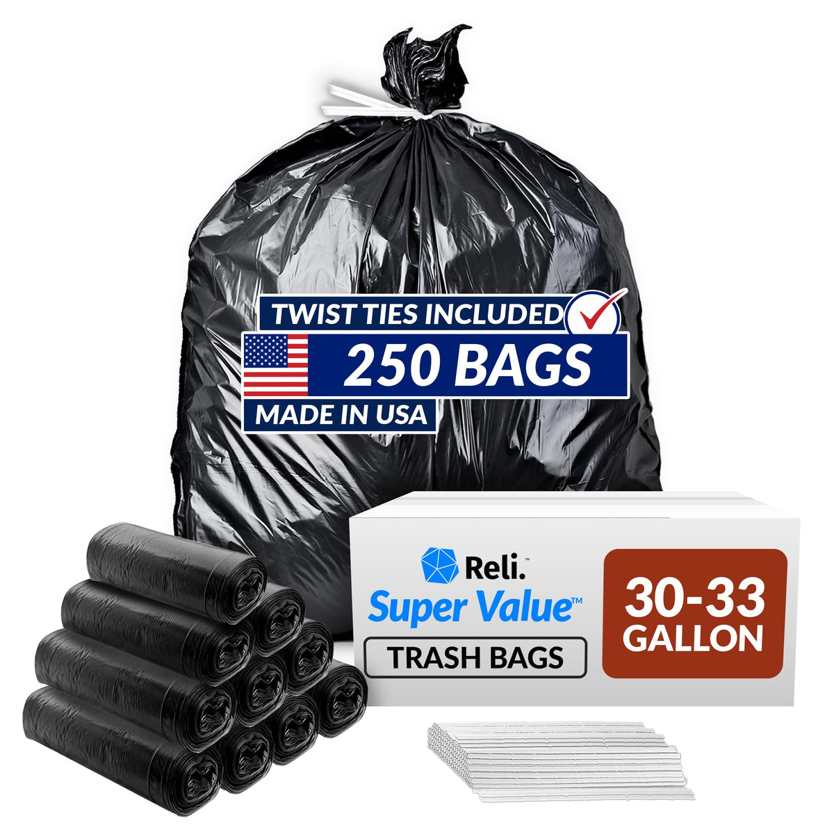 30 to 33 Gallon Heavy Duty Trash Bags V49066