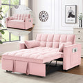 3 in 1 Convertible Sleeper Sofa Bed Velvet Pink O555